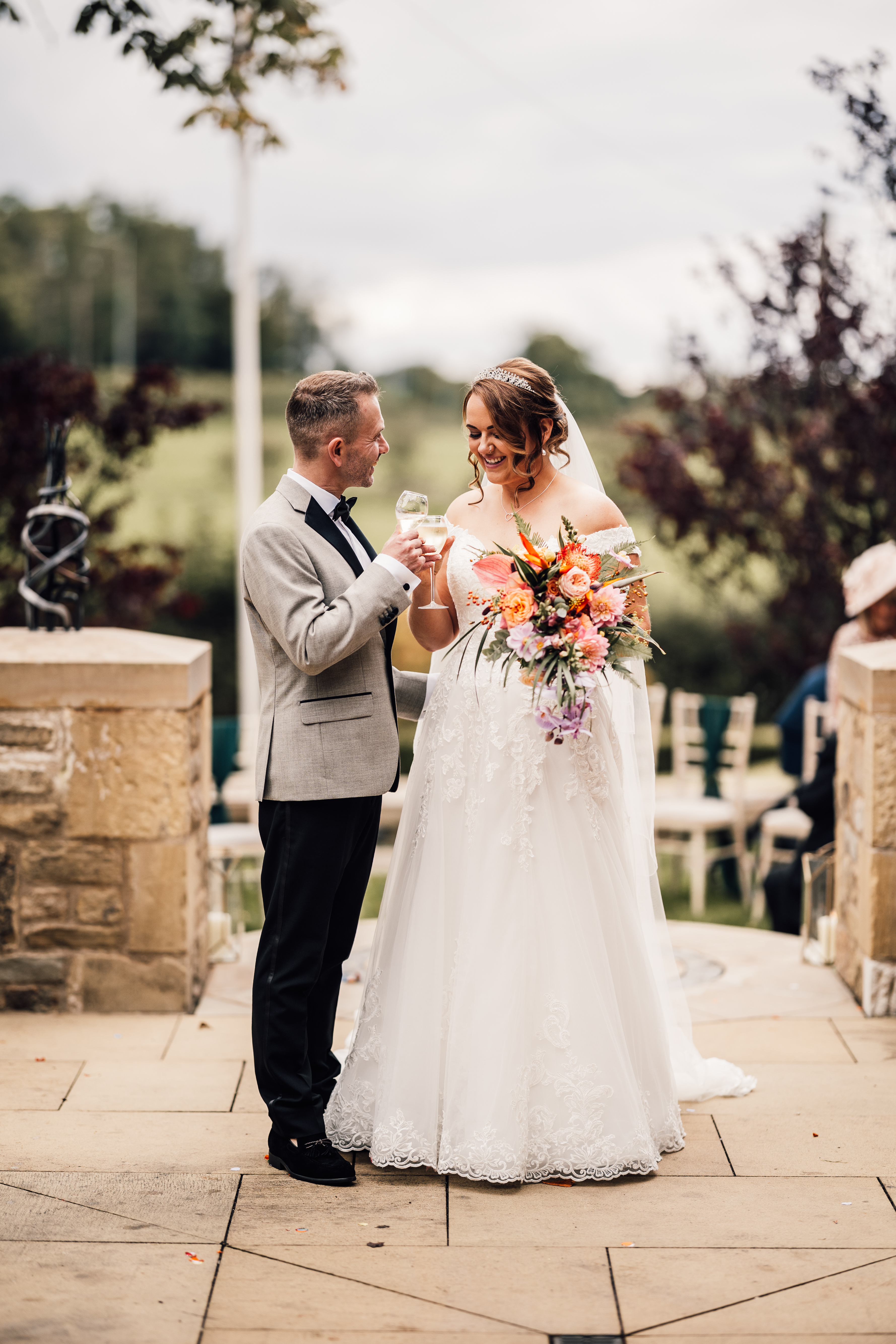 Lauren and Craig on their wedding day in the Ribble Valley